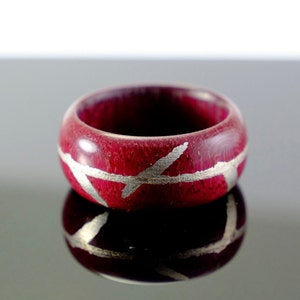 Purpleheart and silver wooden ring image 2