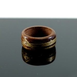 Teak and moon gold wooden ring image 1