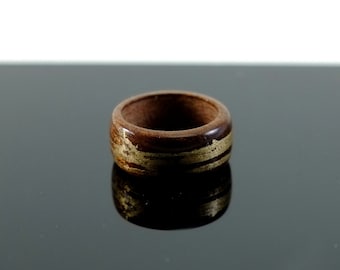 Teak and moon gold wooden ring