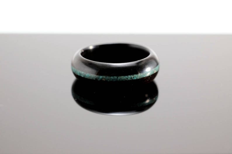 Blackwood and turquoise wooden ring image 5