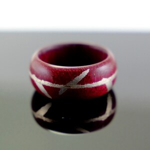 Purpleheart and silver wooden ring image 3