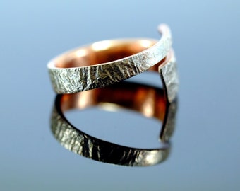 Copper and Silver 'Chop' Ring