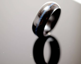 Blackwood and lapis lazuli wooden ring