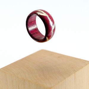 Purpleheart and silver wooden ring image 1