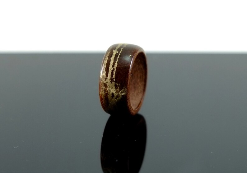 Teak and moon gold wooden ring image 3