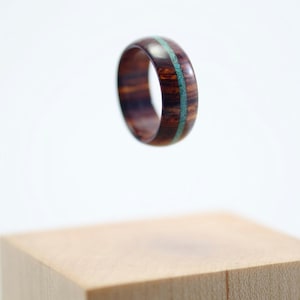 Cocobolo and turquoise wooden ring image 1