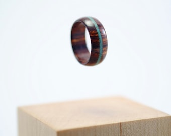 Cocobolo and turquoise wooden ring