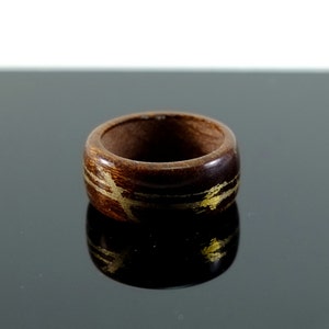 Teak and moon gold wooden ring image 2