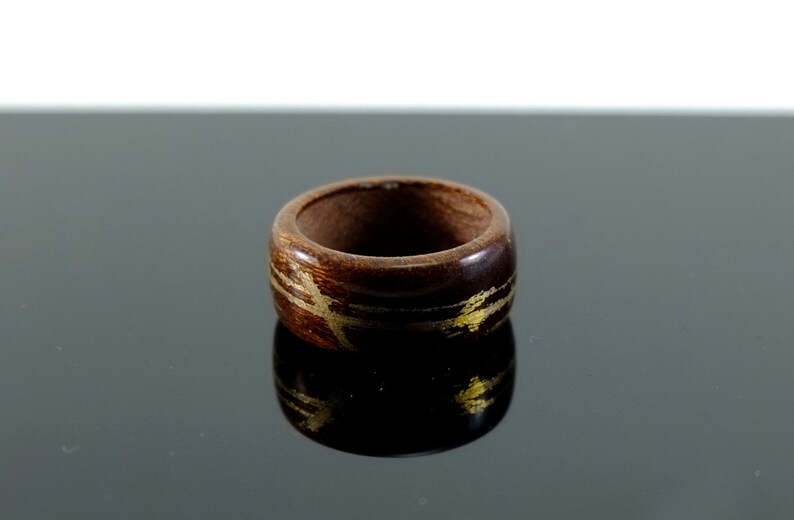 Teak and moon gold wooden ring image 2