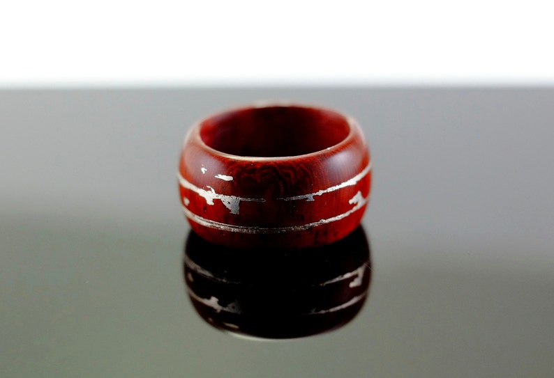 Padouk and silver wooden ring image 3