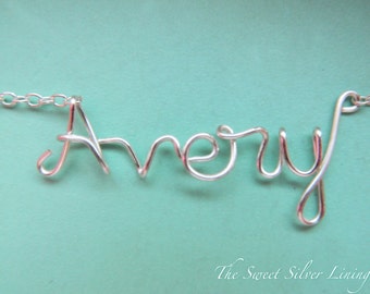 Custom Name Necklace • Personalized Name Jewelry • Wire Word Necklace • Bridesmaid Gift • Dainty Name Chain • Gifts Under 20 • Gifts For Her