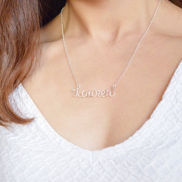 Custom Name Necklace • Personalized Name Jewelry • Wire Word Necklace • Bridesmaid Gift • Dainty Chain • Gifts For Her