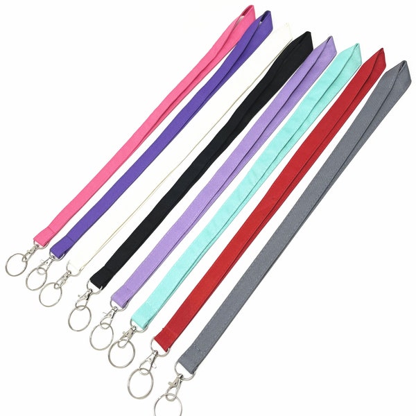 Hochwertige Solid Poly Stoff Halskette Langes Lanyard mit Schlüsselring