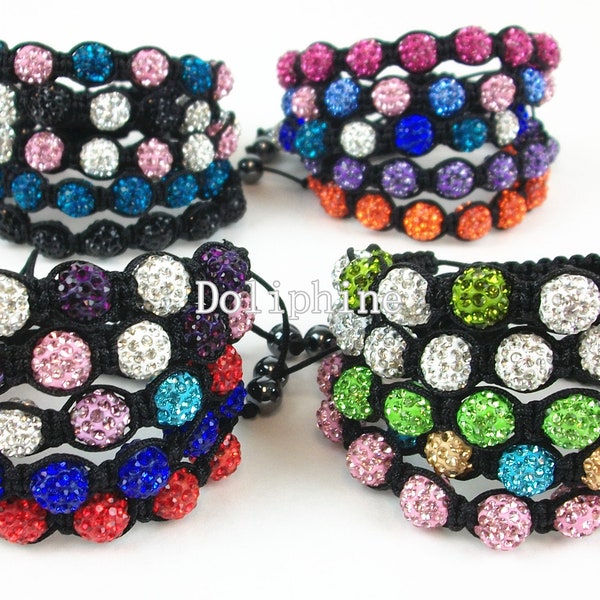 Bracelet en cristal SHAMBALLA fait main 10mm DISCO Ball taille réglable