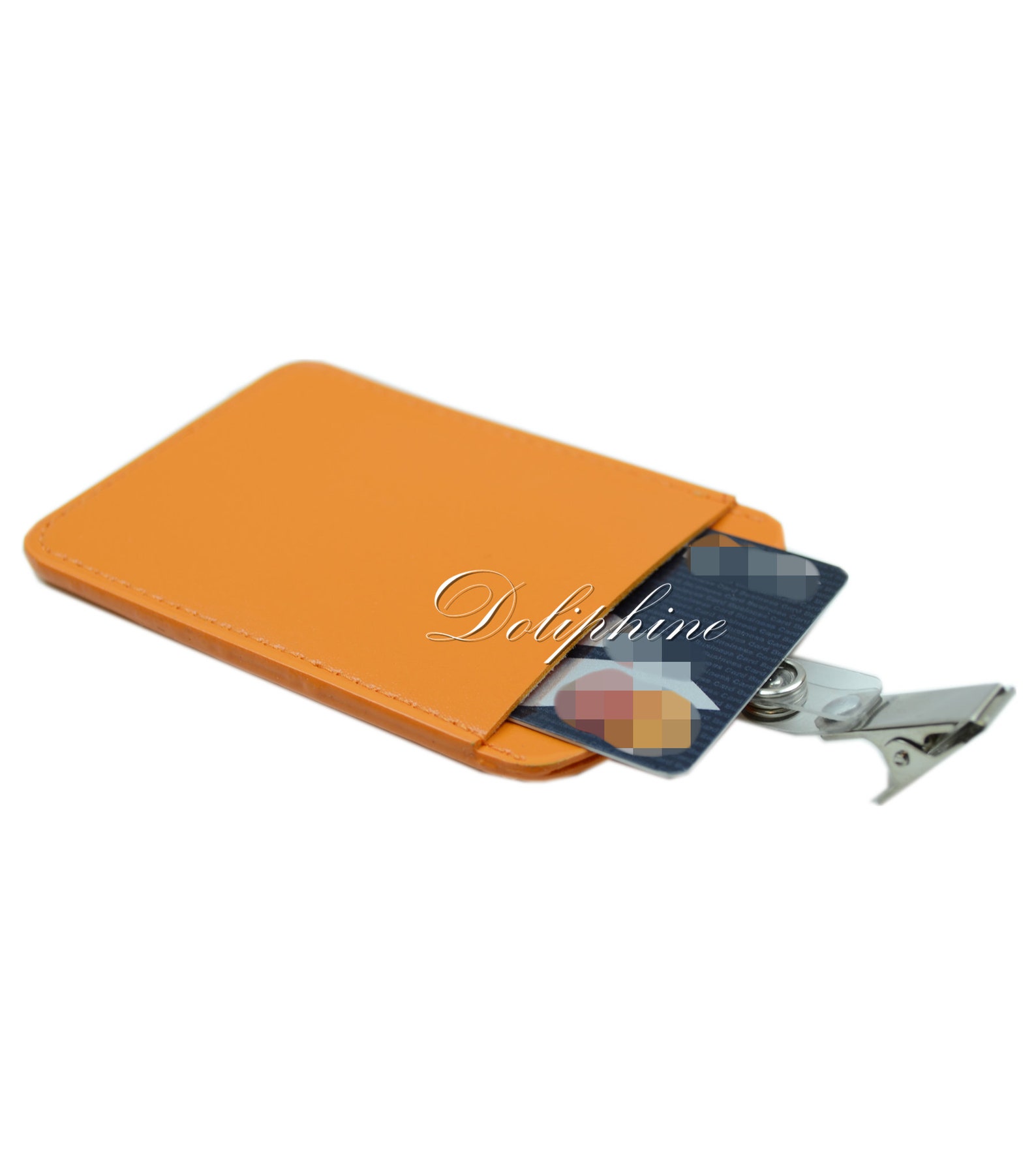 Vertical Leather ID Badge Holder With Alligator Clip Free Etsy