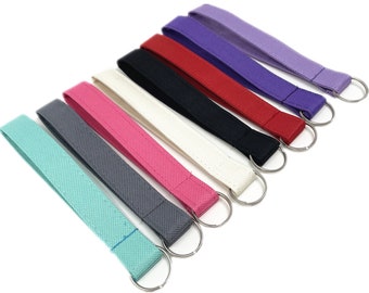 premium poly fabric solid color Wristlet keychain key fob with keying