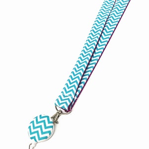 Webbing Chevron Lanyard and Retractable ID Badge Reel Holder with key chain, Personalize / Monogram / Custom Gift