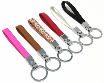 Mini Leather wristlet key fob keychain with key ring for key, remote, card, USB, handbag holder