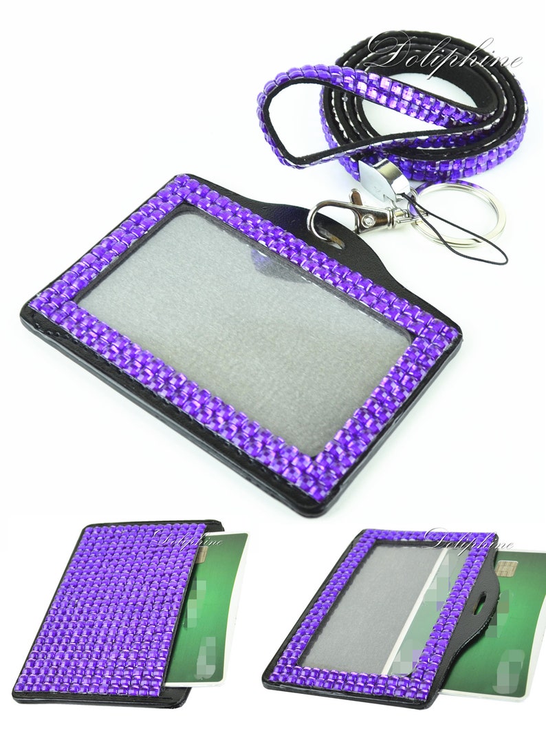 MultiColors full Bling Rhinestone Horizontal ID Badge Holder Etsy