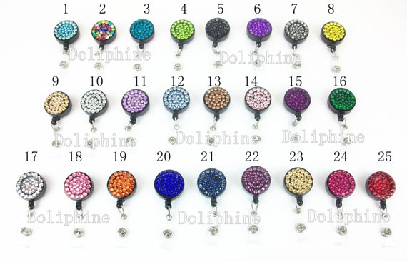 Bling Rhinestone Badge Reel Retractable ID Badge Holder With Belt Clip -   Canada