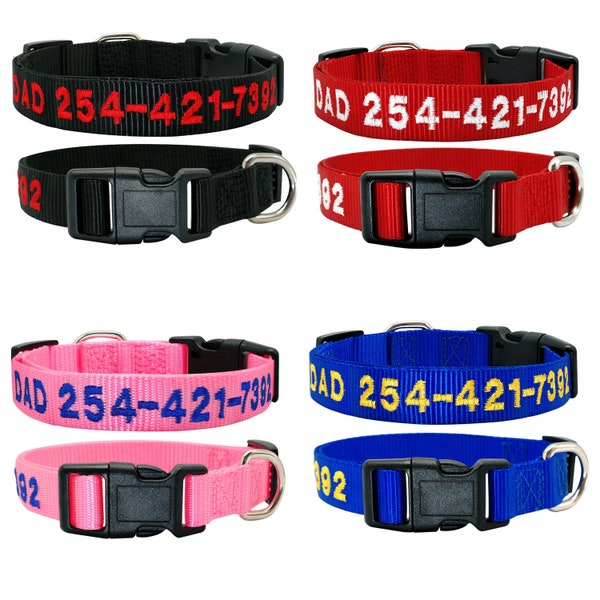 Durable Embroidered Personalized Custom Nylon Dog Collar Adjustable Large Fit neck size: 14" to 23"
