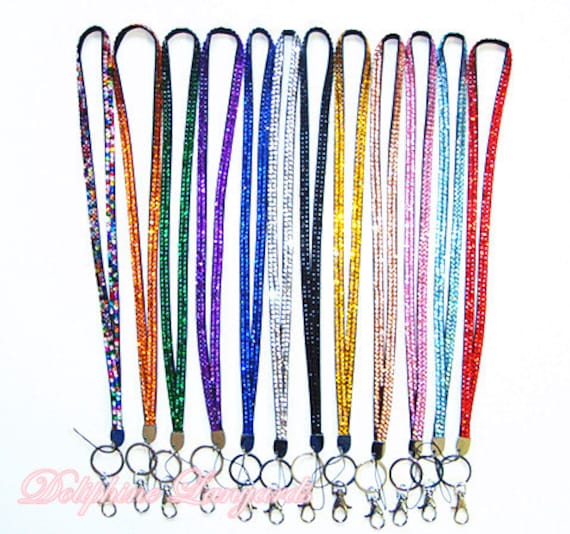 New Colorful Bling Rhinestone Necklace LANYARD Keychain for ID Badge Holder  -  Canada