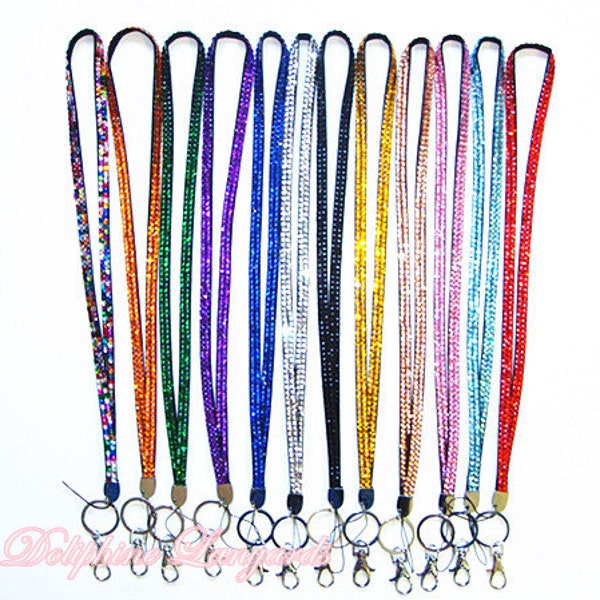 New Colorful Bling Rhinestone Necklace LANYARD Keychain for ID badge holder