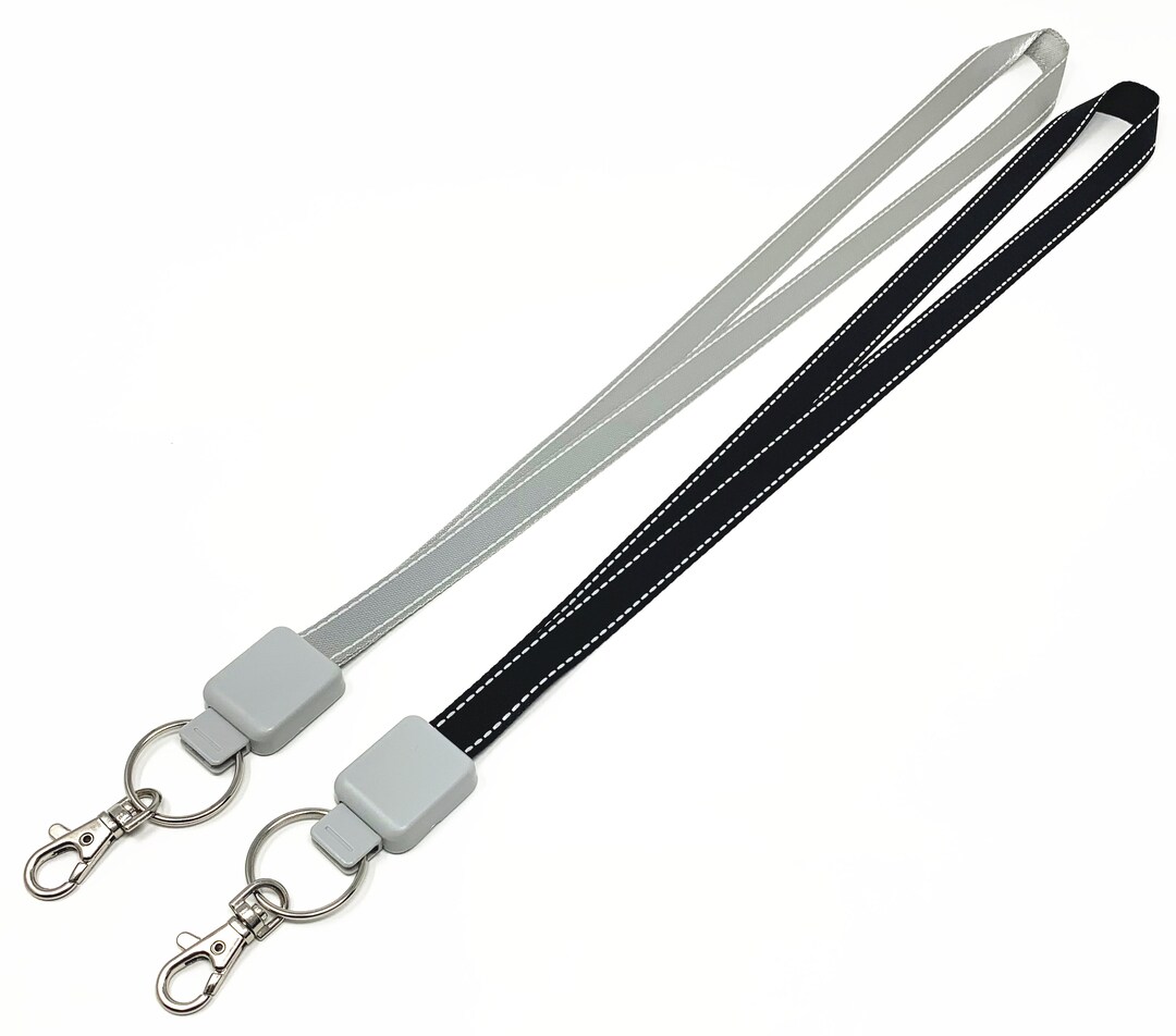 Premium Polyester Retractable Neck Lanyard With Keyring in Black