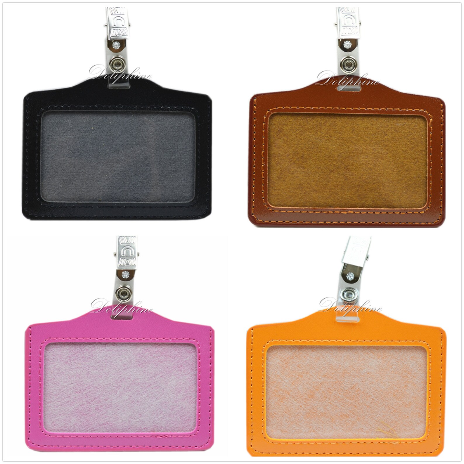 Horizontal Leather ID Badge Holder With Alligator Clip Free Etsy