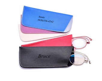 Personalized Leather reading glasses case, Handmade eyeglasses case, Sunglasses Protector Bag Pouch Holder