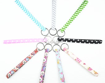 Narrow pattern Fabric Wristlet Keychain key Fob