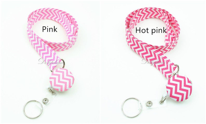 Chevron Lanyard Fabric Lanyard and Retractable ID Badge Reel Holder with Keychain, Personalize / Monogram gift image 7