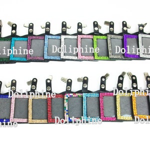 Colored Bling Rhinestone Horizontal ID Badge Holder with Metal Alligator Clip image 1