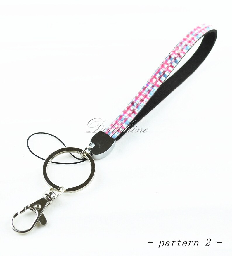 Wristlet Bling Rhinestone Patterned Keychain Key Fob Etsy