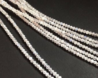 Rainbow moonstone 2.25-2.5mm micro-faceted rondelles. Select a strand length.