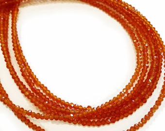 Carnelian 2mm micro-faceted rondelles. Select a strand length.