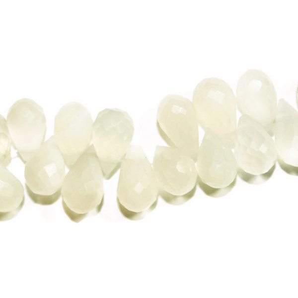 Translucent white moonstone faceted teardrops.  Approx. 6x11.25mm - 6.5x11.5mm   (1 bead)