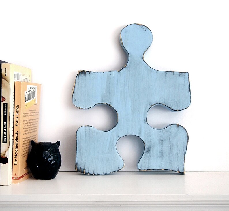 Puzzle Piece Wood Sign Wall Decor Rustic Home Decor Shabby Etsy