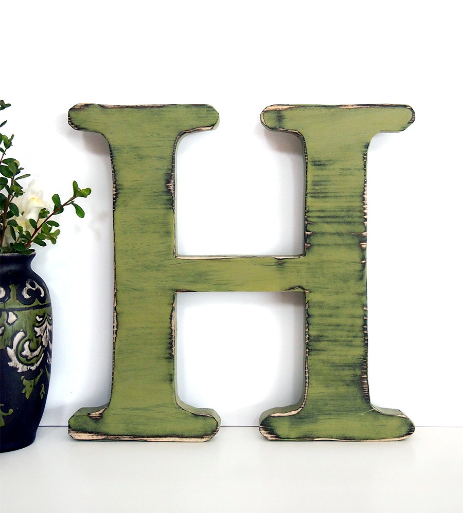 Letter H Rustic Wall Letter Pine Wood Sign Wall Decor ...