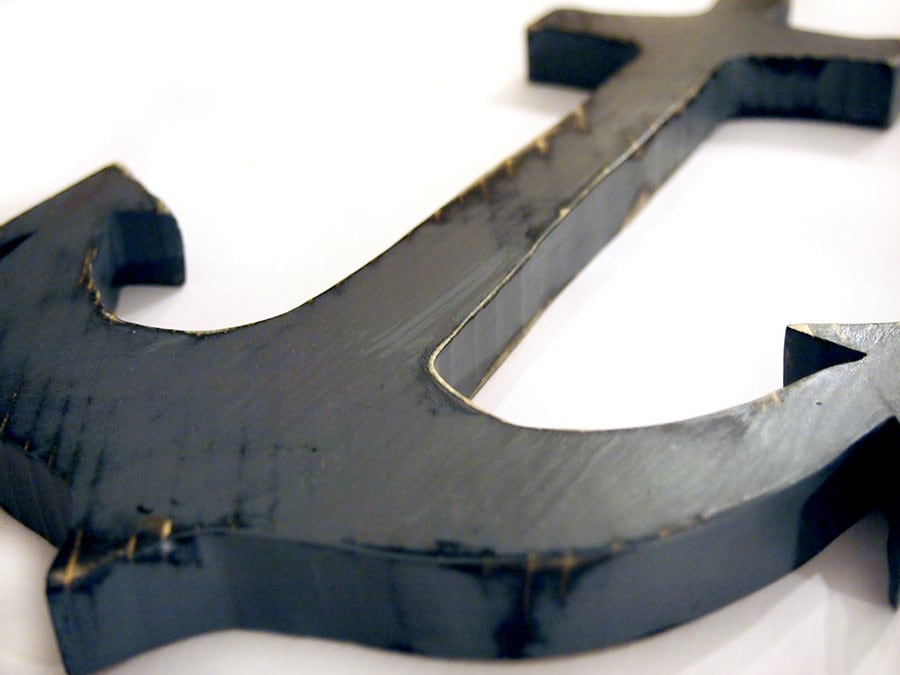 Anchor 1 in Grey Pine Wood Sign Wall Decor Rustic Americana Etsy