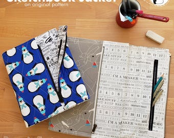 Patrón PDF de funda para cuaderno de bocetos: Funda de libro con cremallera (descarga instantánea)
