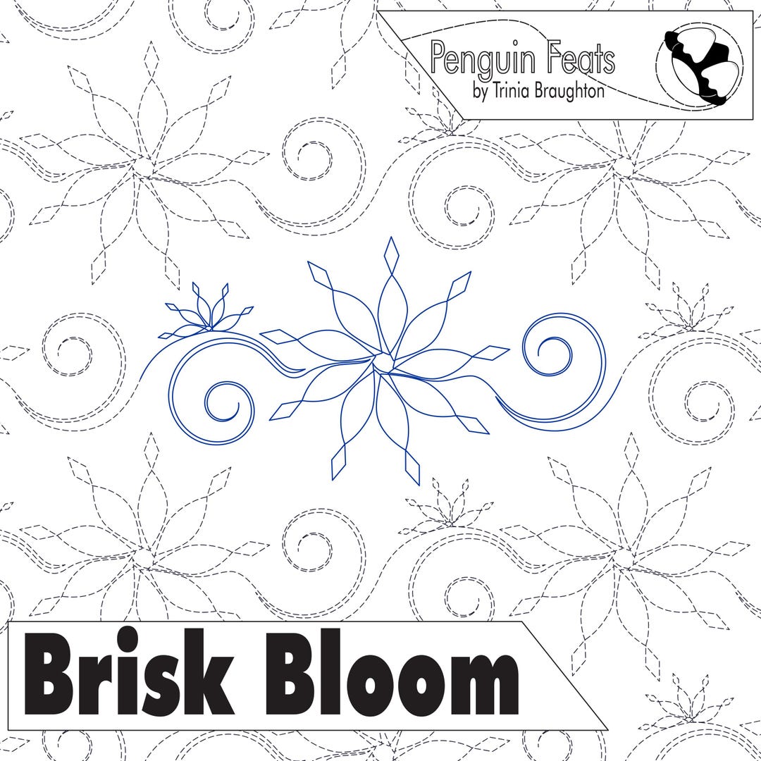 BRISK BLOOM Digital Quilting Pantograph: Winter Snowflake E2E Longarm ...