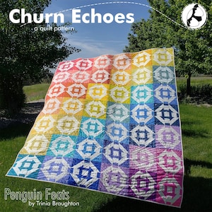 Churn Echoes Quilt PDF Pattern Instant Download Directions Modern Churn Dash Quilt Design