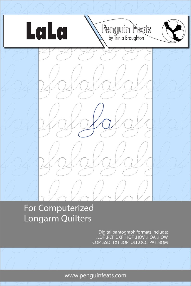 LALA Digital Quilting Pantograph: Cursive Typography E2E Longarm Quilt ...