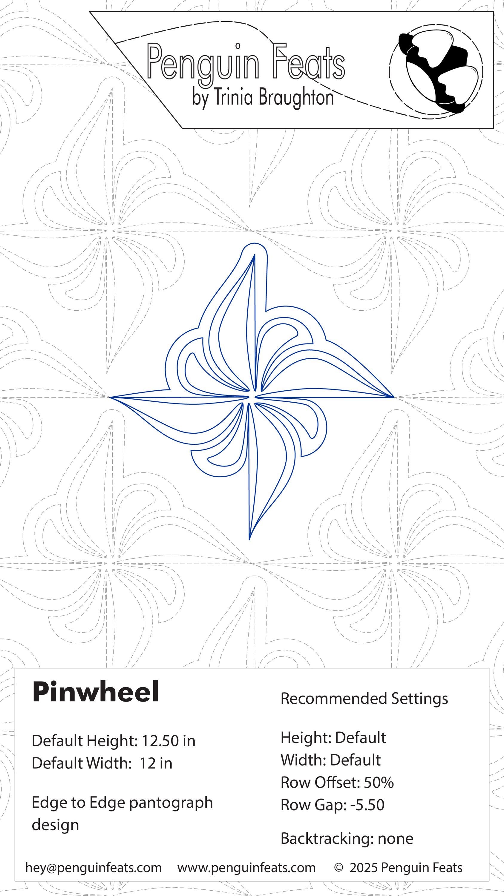 PINWHEEL Digital Quilting Pantograph: Modern E2E Longarm Quilt Pattern ...