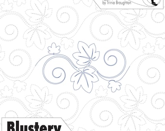BLUSTERY Digital Quilting Pantograph: Autumn Leaves E2E Quilt Pattern (Instant Download)