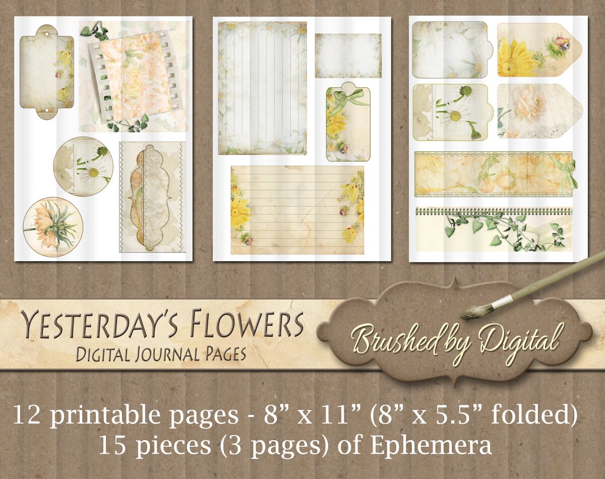Journal Kit Printable Journal Digital Dairy Floral Book | Etsy