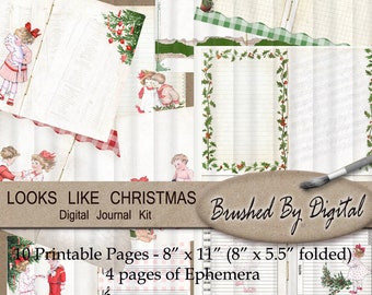 Printable Journal kit - Christmas Journal Pages - Digital Journal Kit - Ephemera - Digital stationery