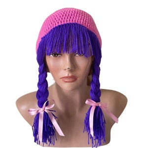 Yarn Wig Hat Festival Hat Funky Yarn Beanie Unisex Kpop Style, Crochet Cosplay Hat Heartwarming Chemo Hat for Cancer Patient Wig Hat