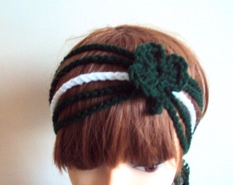 Crochet Shamrock Headband: Boho St Patrick's Day Hair AccessoryGift